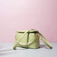 quilted crossbody bag with pearl chain – LIME