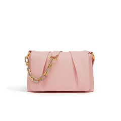 soft pleated shoulder bag with mixed metal chain strap – AMATRA