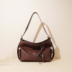 slouchy shoulder bag with knotted tassel – MOCHA