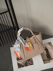structured top-handle tote with silk scarf detail – MILAW