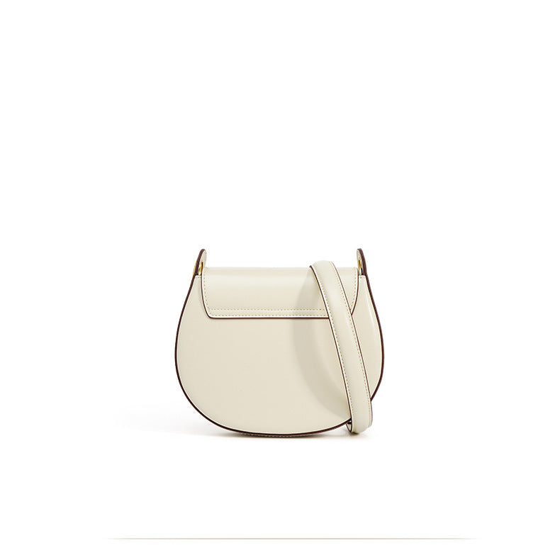 mini round flap crossbody bag with gold clasp - LINDA