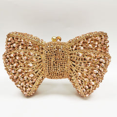 crystal bow-shaped clutch with emerald stones - Efrosini