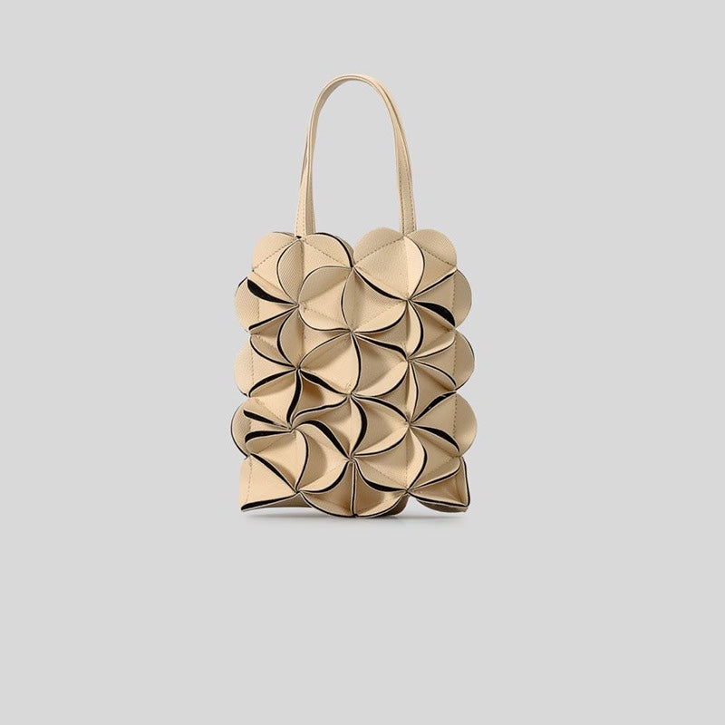 sculpted leather tote bag with floral petal design – ONYX