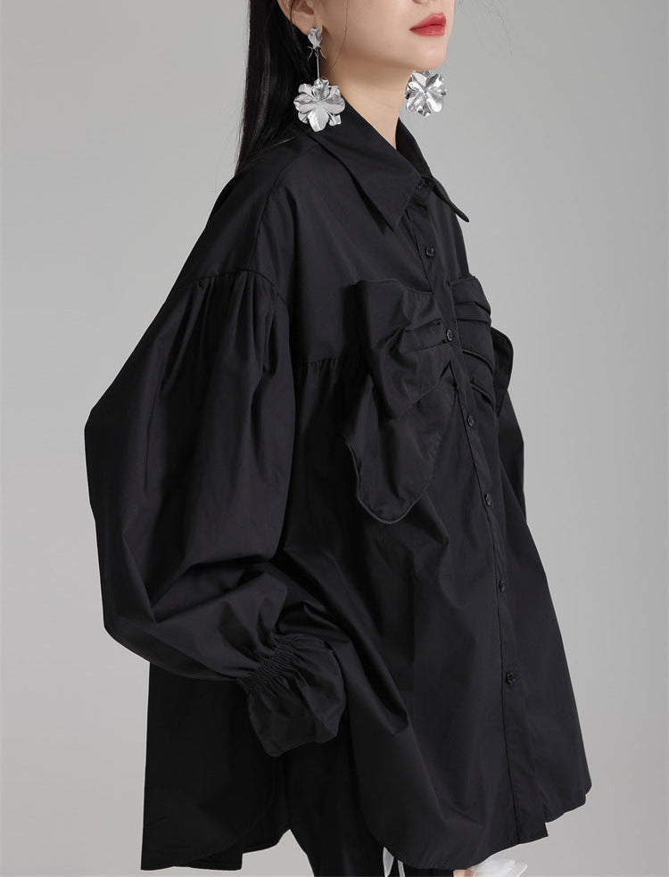 oversized shirt with bow detail and puffed sleeves - Bulji