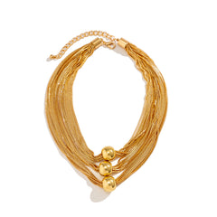 Multi-strand chain necklace with trio beads - Nhjlu
