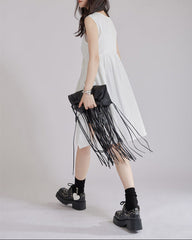 sleeveless wrap dress with asymmetric hem - KAIAZ