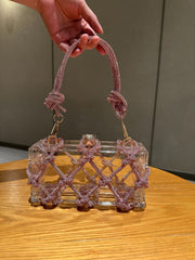 Beaded clear box bag with knotted handle - Soldi