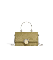 structured velvet top-handle bag with stone clasp – AMORAM