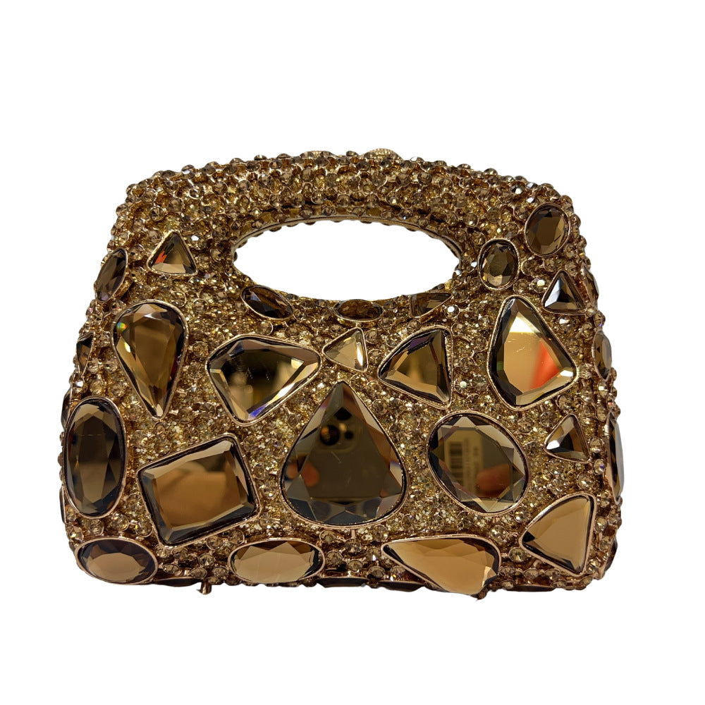 Embellished structured clutch bag with colorful stones - Ninru