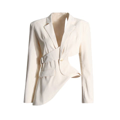 asymmetrical cut-out blazer with buckle detail - Flszkghf