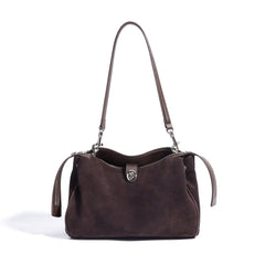 suede shoulder bag with curved zipper detail – TERRA