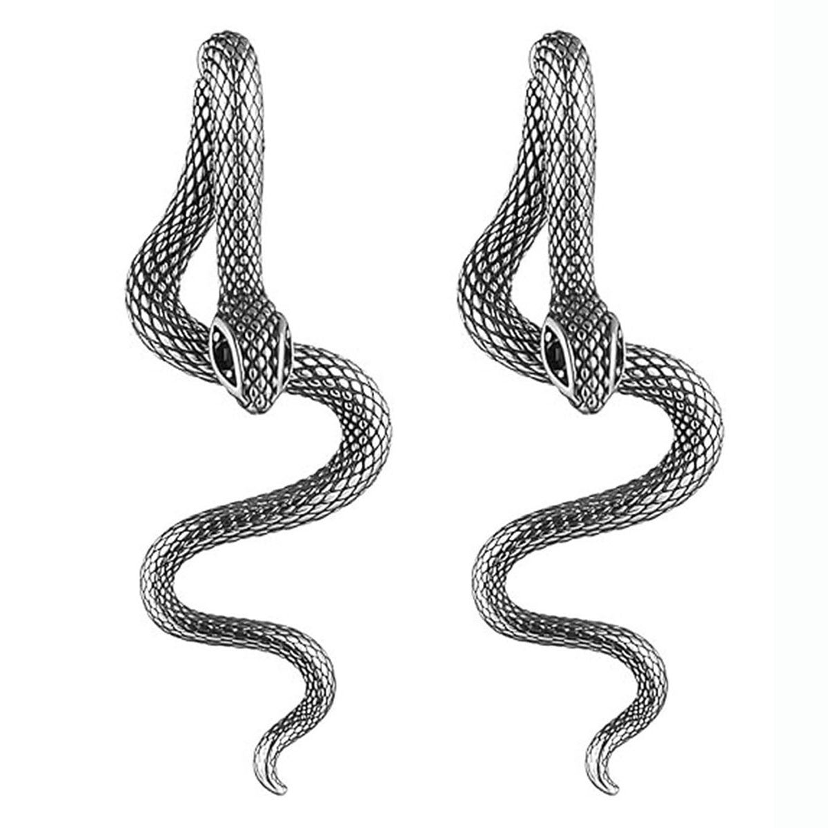 snake-shaped drop earrings with textured scales - Varty