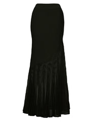 Ribbed knit mermaid skirt with pleated sheer hem - Zinma
