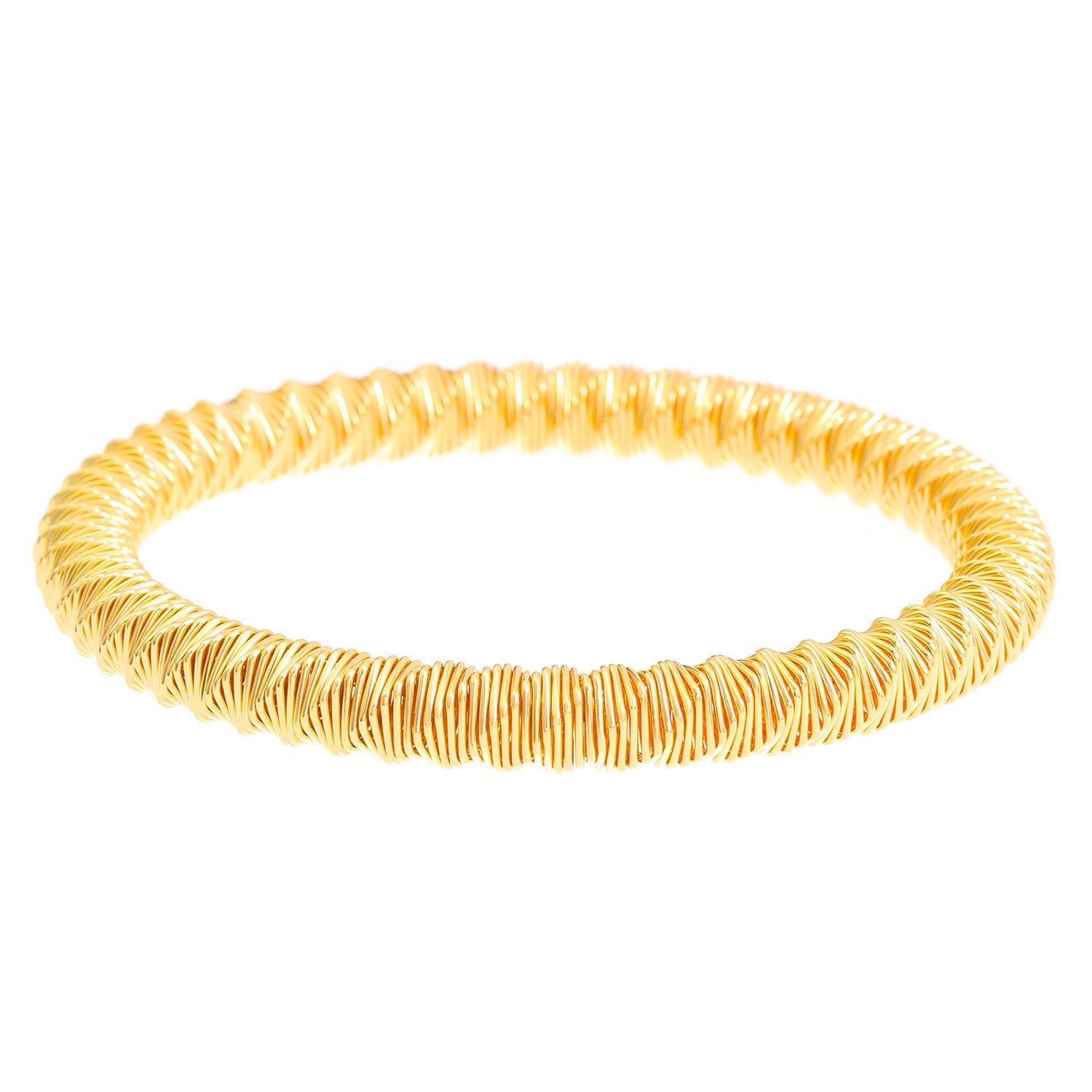 twisted gold wire bangle with coiled design – SEIRNO