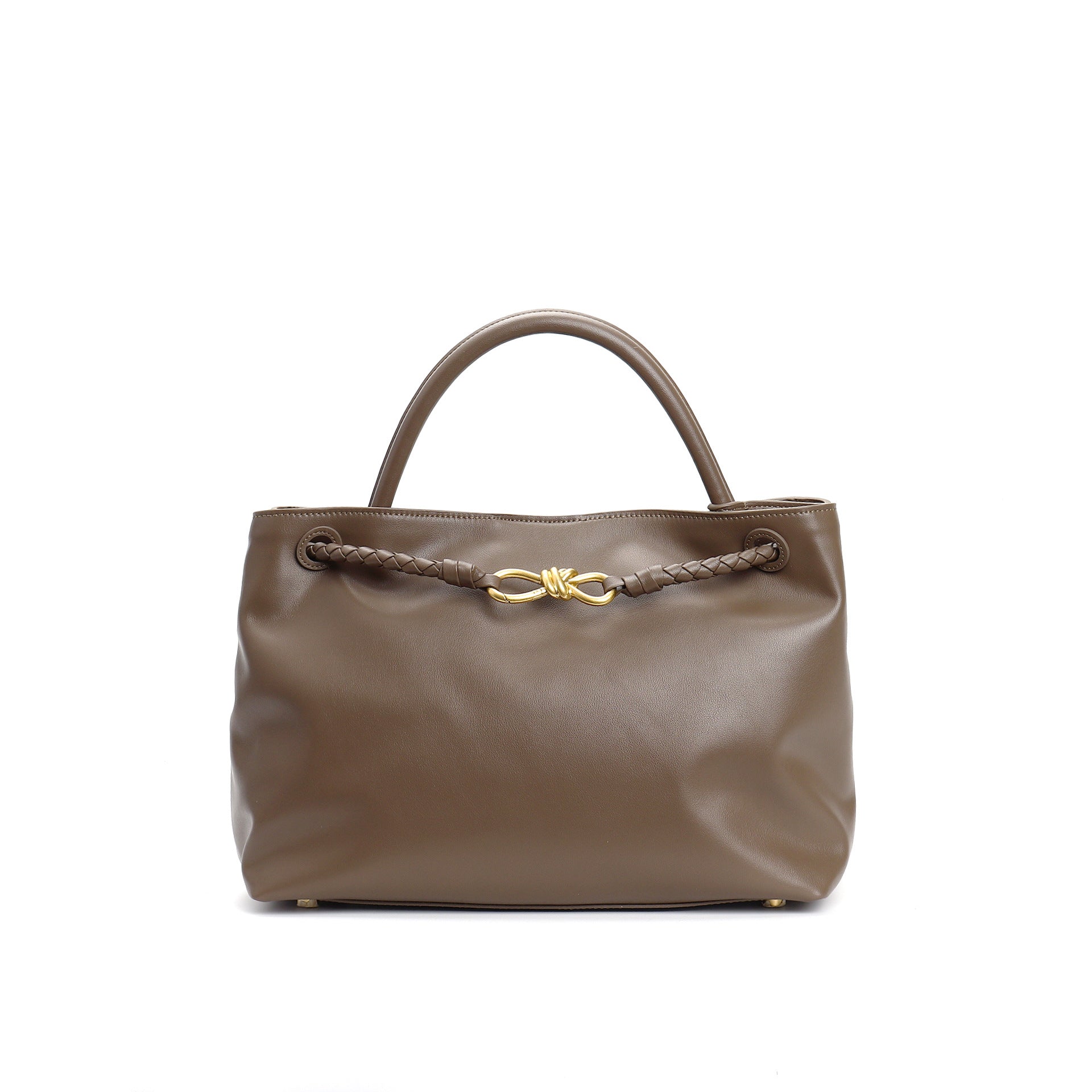 tote bag with braided rope handle and gold knot detail – NASRU