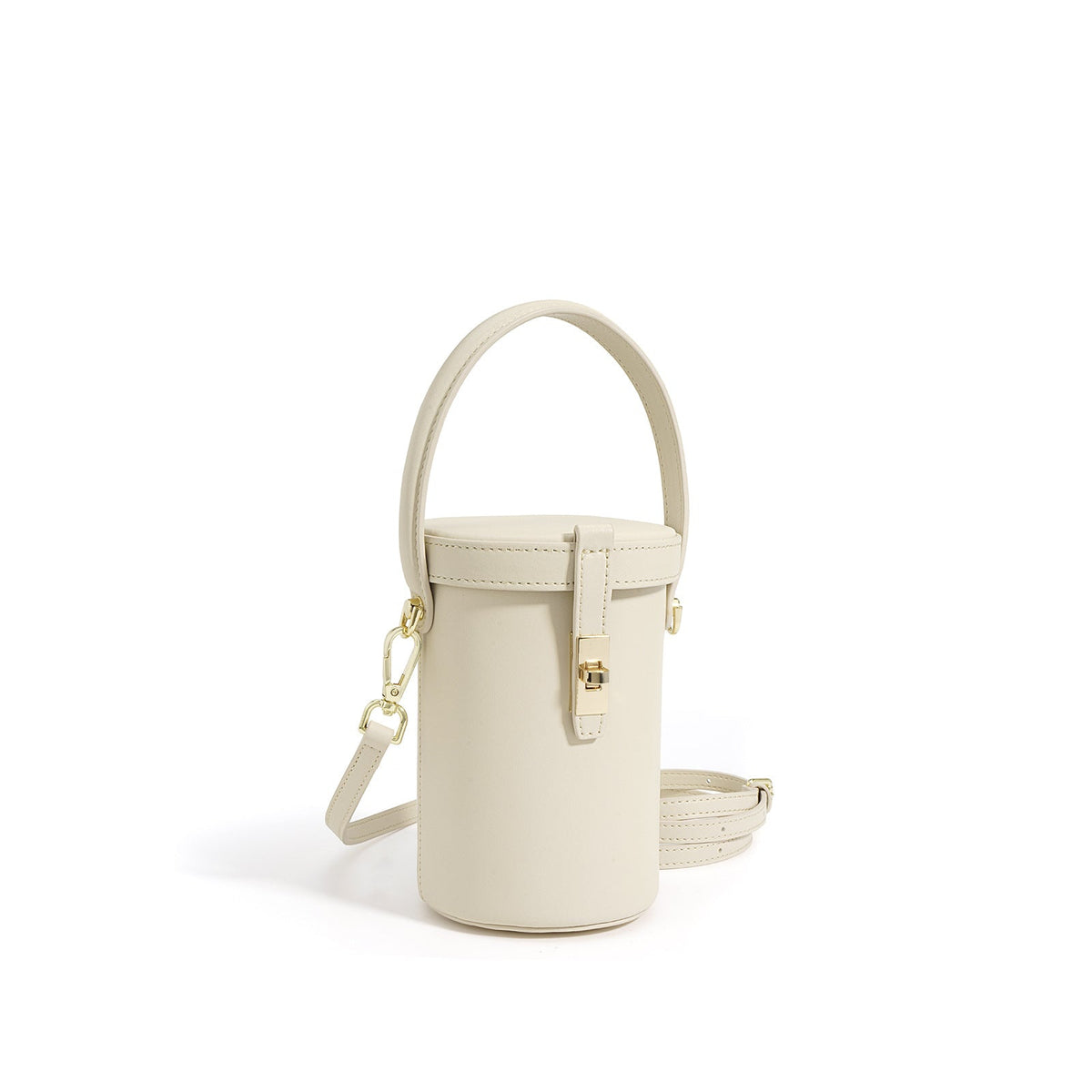 cylindrical top-handle crossbody bag with lock detail – ELINESE