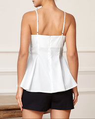 Strappy peplum blouse with sweetheart cutout - Verwu