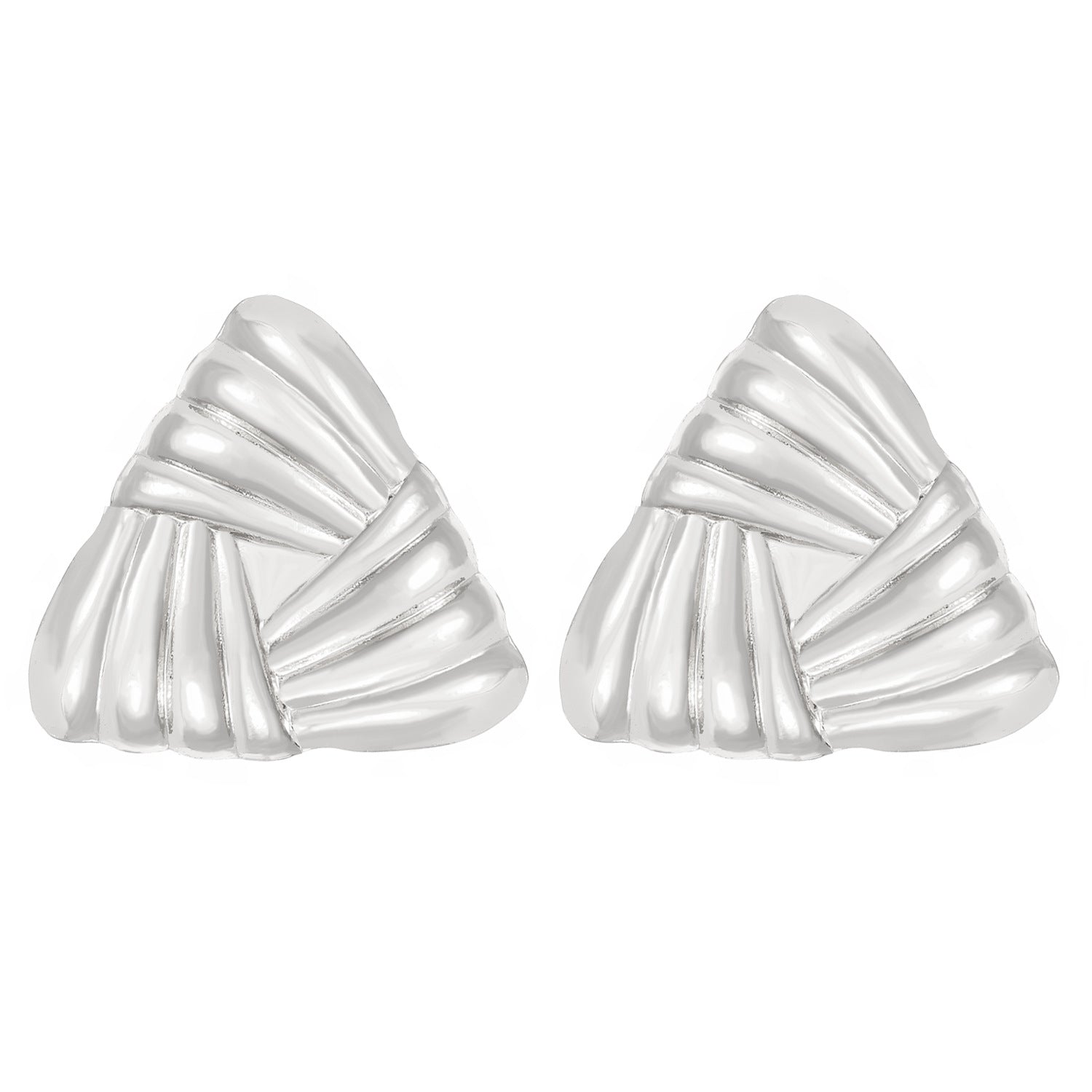 Textured triangle stud earrings with metallic finish - Ardim