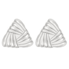 Textured triangle stud earrings with metallic finish - Ardim
