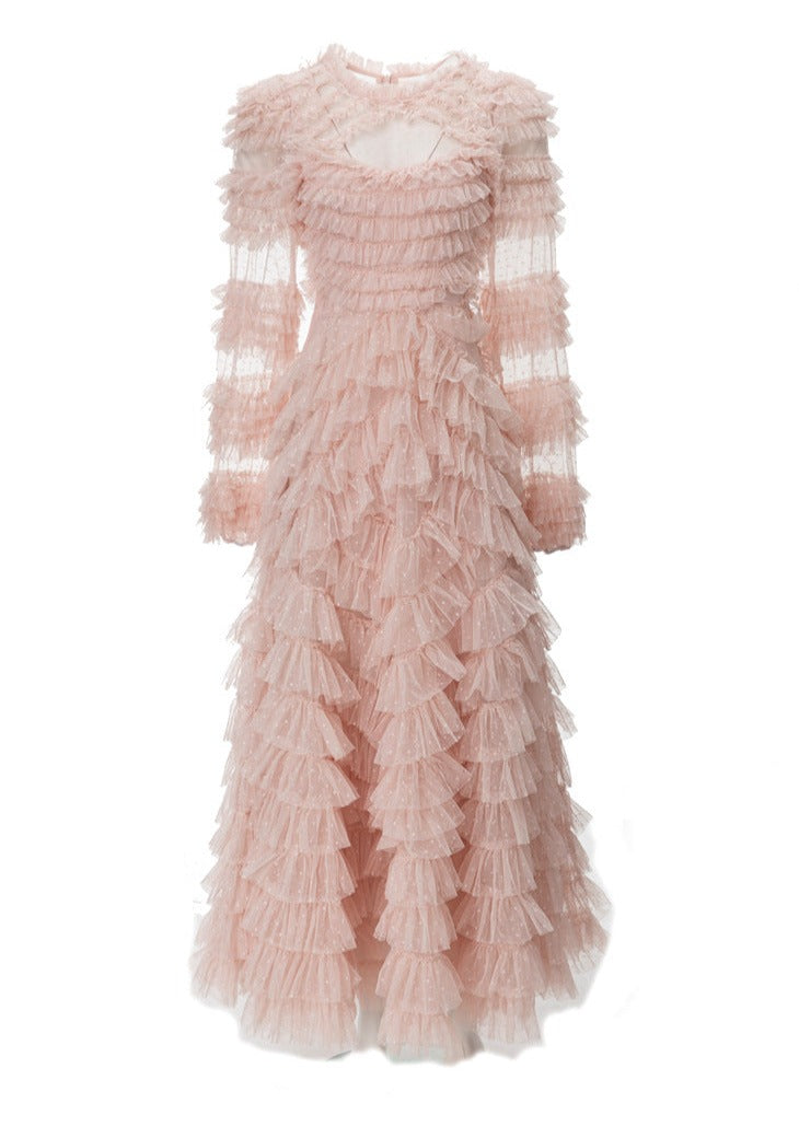 Tiered ruffle lace gown – Genovefa
