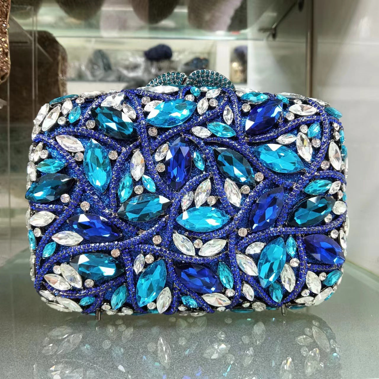 crystal embellished clutch with floral design - Enduri