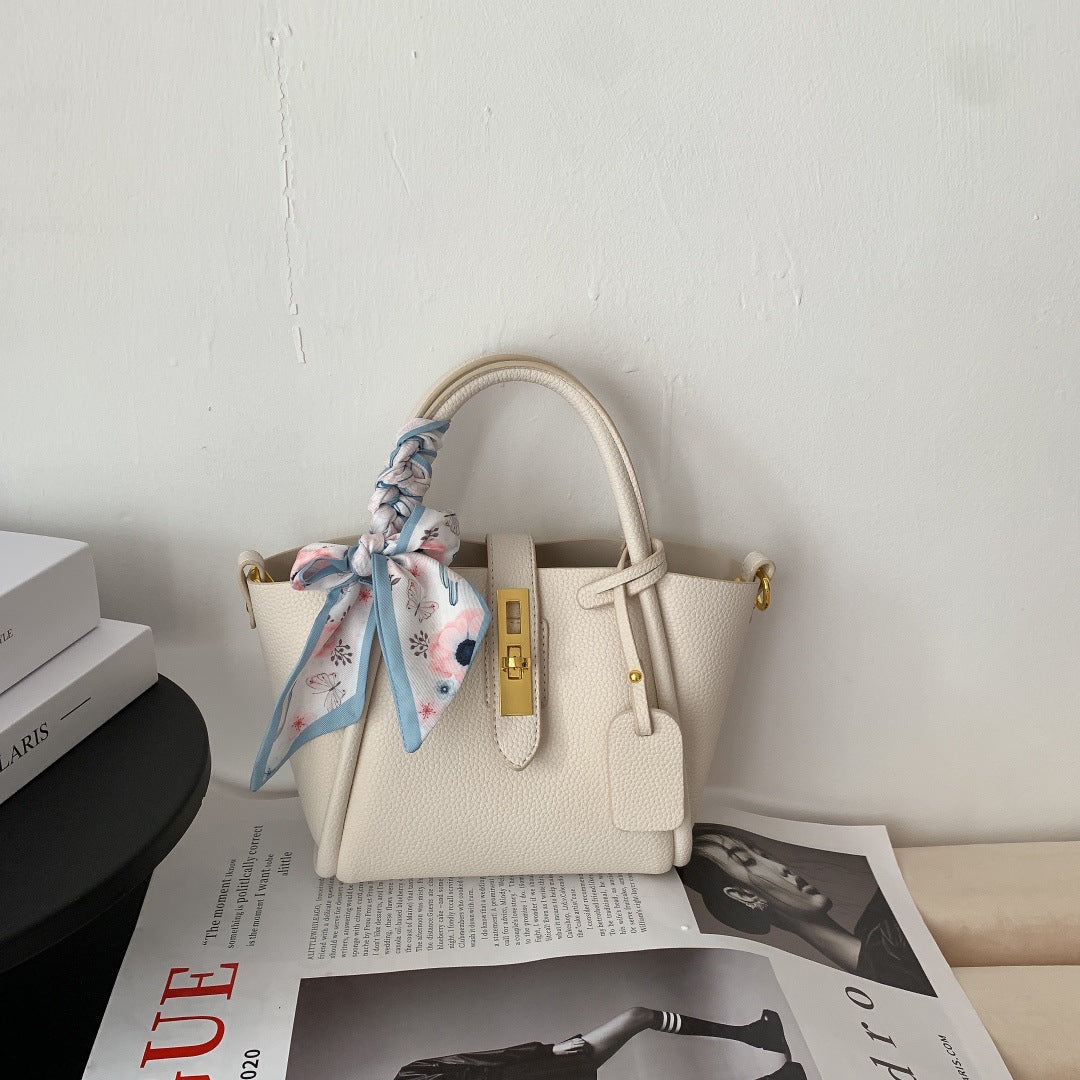 structured top-handle tote with silk scarf detail – MILAW