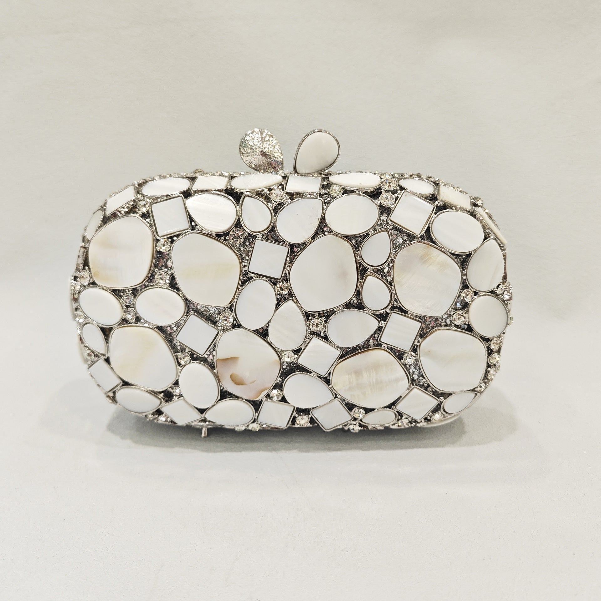 Elegant embellished clutch with geometric crystal accents - Onry