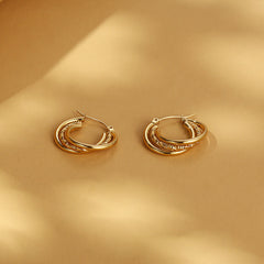 Dual-layer textured hoop earrings with engraved detail – Akoma