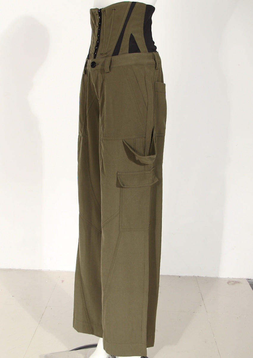 off-shoulder leather corset top with cargo pants – Felicitas