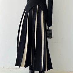 Multicolor Pleated Knitted Skirt - Notji