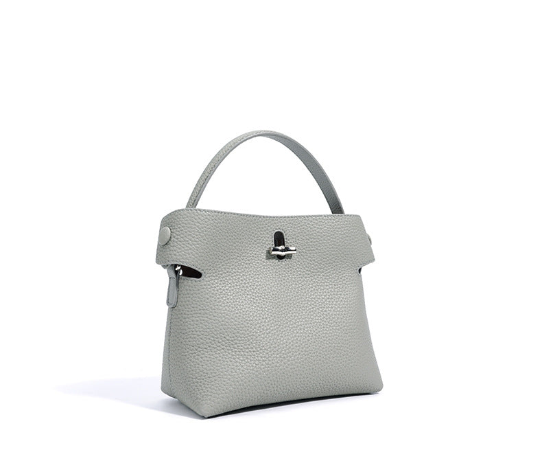 top-handle bucket bag with turn-lock clasp – AZURE
