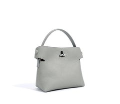 top-handle bucket bag with turn-lock clasp – AZURE