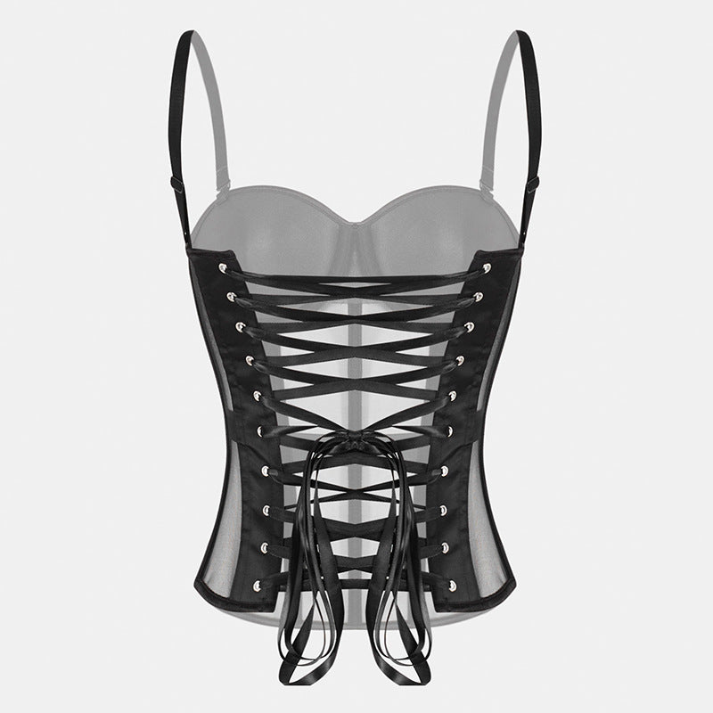 sheer mesh corset top with structured boning – STELLA