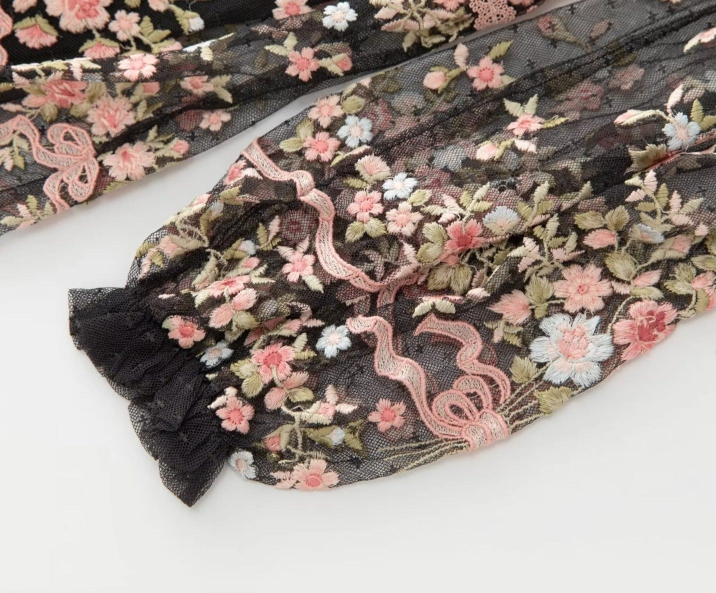 sheer embroidered tulle gown with floral motifs – Fikwesd