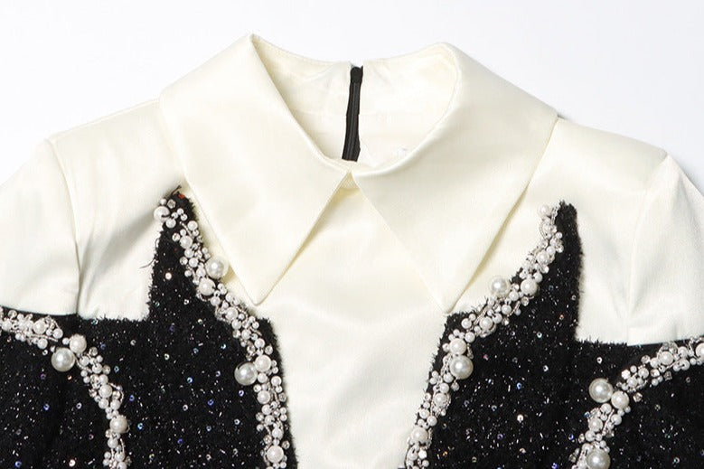 Pearl-embellished tweed mini dress – Ghashia
