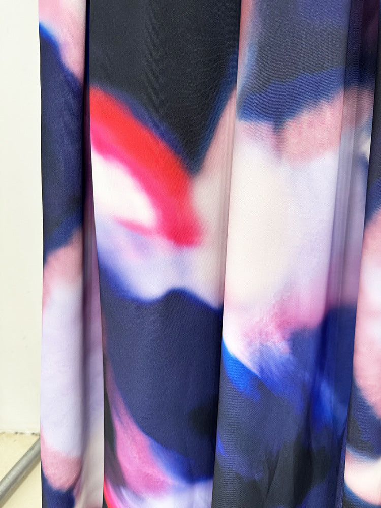 sleeveless printed gown with belted waist – AUROR