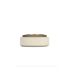 mini round flap crossbody bag with gold clasp - LINDA
