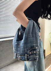 denim knot-handle shoulder bag - Tehzeeb