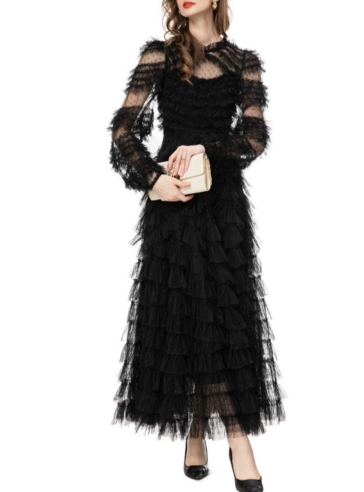 Tiered ruffle lace gown – Genovefa