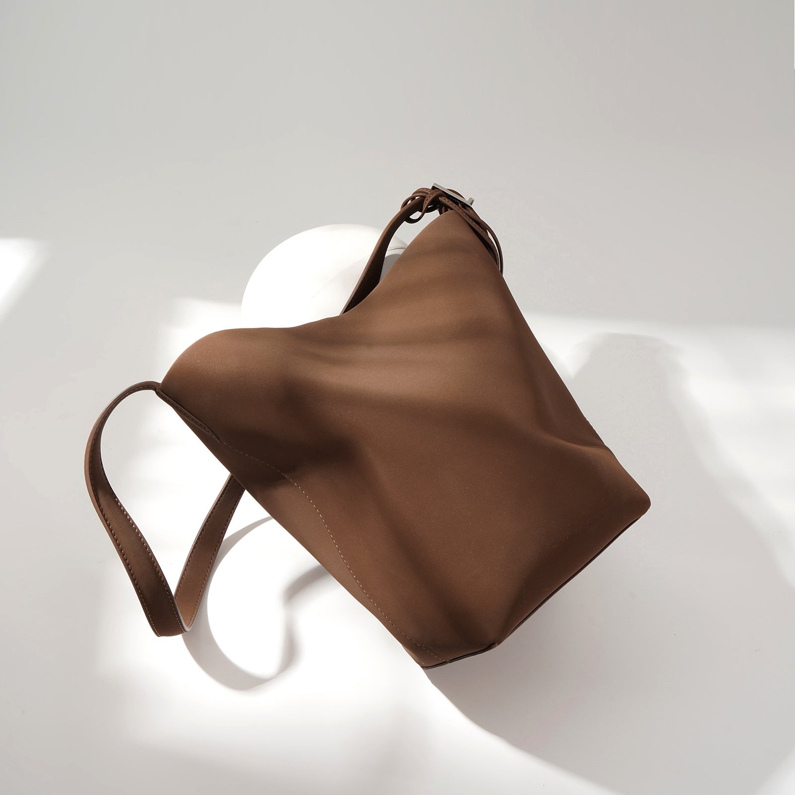 bucket shoulder bag with buckle strap and card tag - SORVA