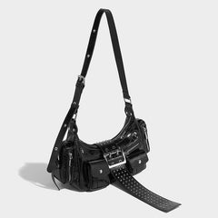 Metallic Buckled Shoulder Bag with Utility Pockets – NOVII