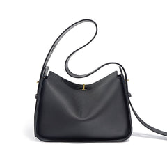 pebble leather shoulder bag with curved top - AURGA