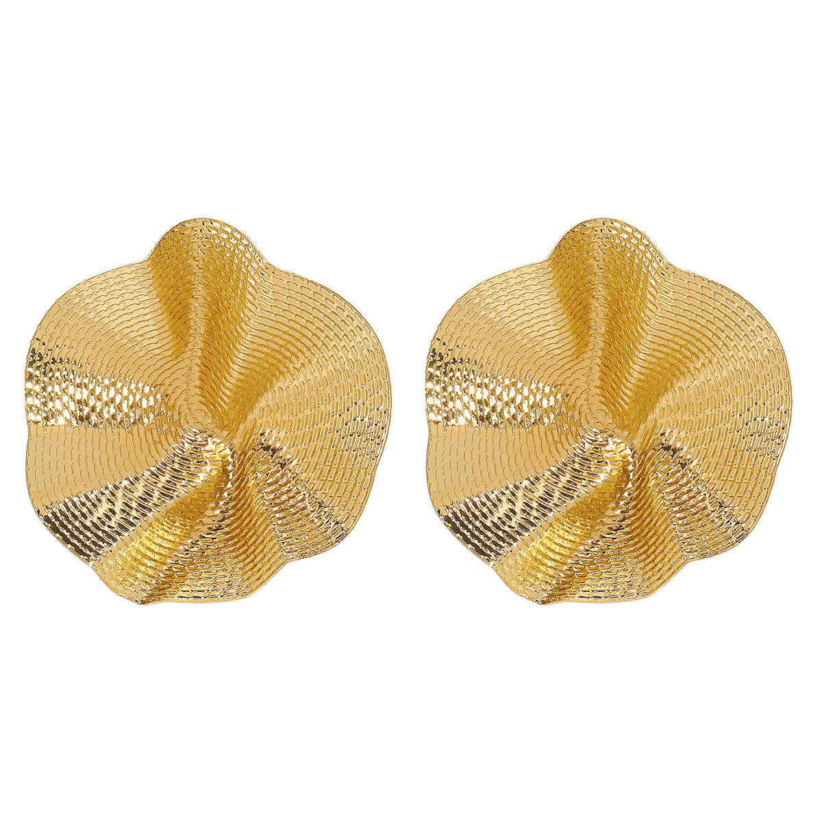 oversized spiral shell earrings in textured gold – LUMINA