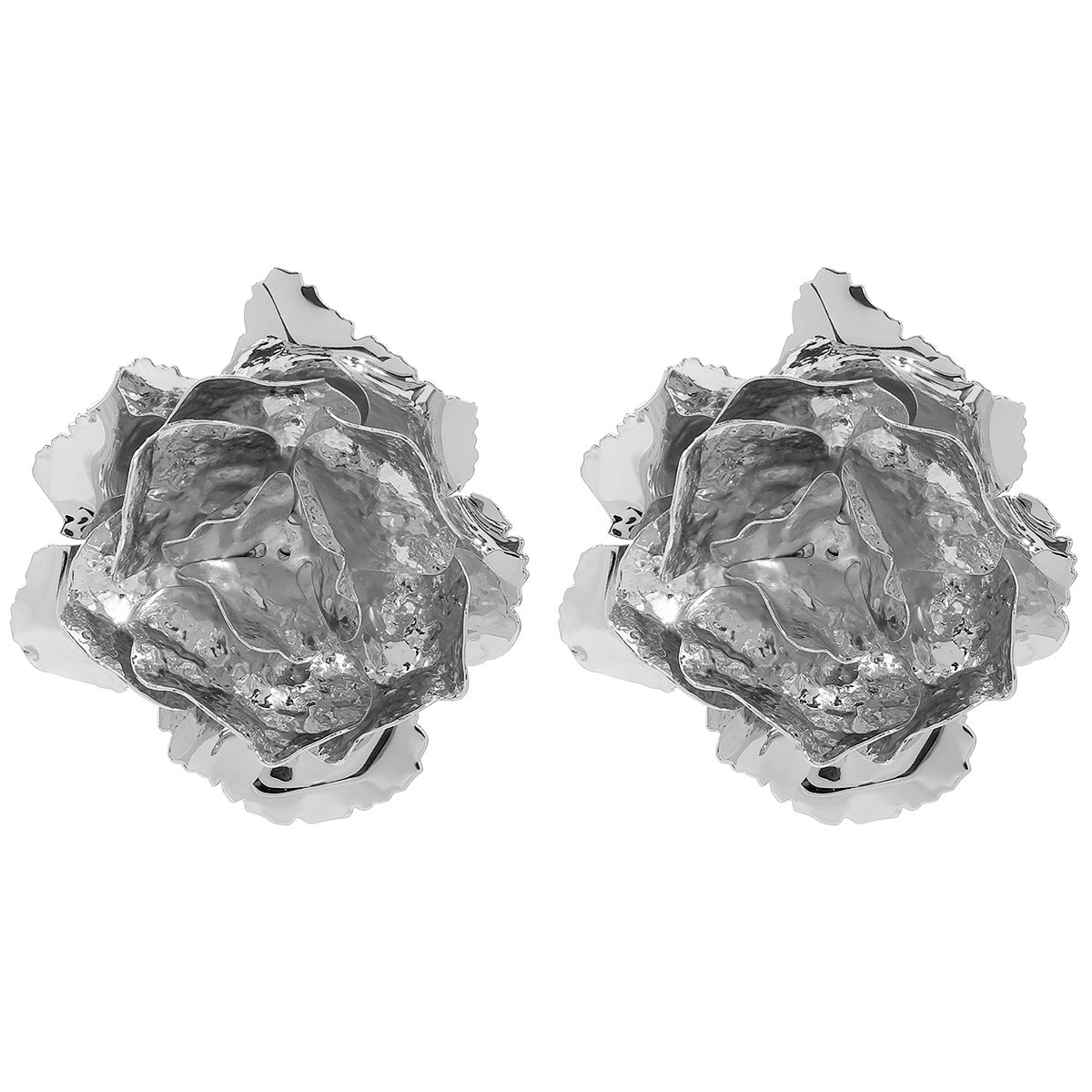 oversized molten rose earrings with sculptural petals - ARYAV
