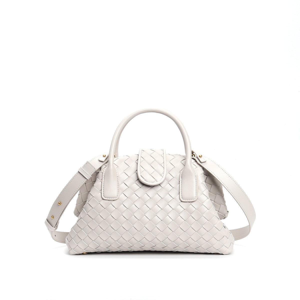 woven leather bag with magnetic flap - REINZA
