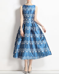 Sleeveless A-line dress with geometric pattern - SOFINA