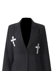 tailored blazer with crystal cross appliqués – VERA