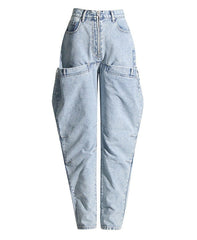 high-waist tapered jeans with exaggerated side flaps - Eireen
