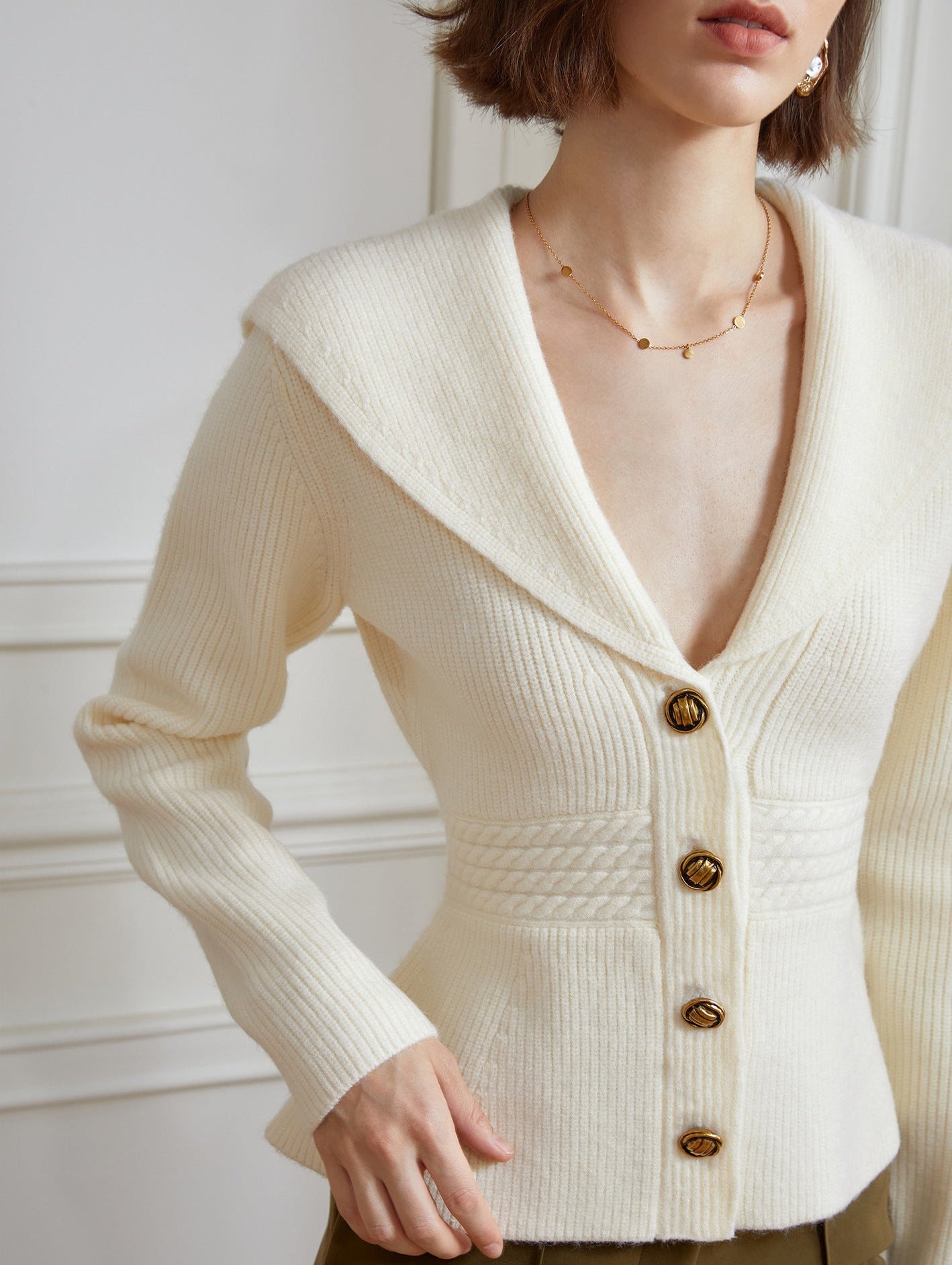 Ribbed knit jacket with shawl collar - Vernu