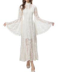 lace flared-sleeve maxi dress – Furoozan